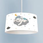 Mekta Home Bebek ve Çocuk Odası Sevimli Mavi Uyuyan Ayı Desenli Avize - Renkli - 1