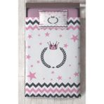 Mekta Home Bebek ve Çocuk Odası Taç ve Çelenk Desenli Zikzaklı Yatak Örtüsü - Renkli - 140 x 220 cm