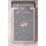 Mekta Home Bebek ve Çocuk Odası Taç Yıldız Desenli Çerçeveli Yatak Örtüsü - Renkli - 140 x 220 cm