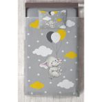 Mekta Home Bebek ve Çocuk Odası Tatlı Fil ve 3 Balon Desenli Yatak Örtüsü - Renkli - 140 x 220 cm