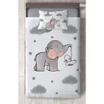Mekta Home Bebek ve Çocuk Odası Tavşan Taşıyan Fil Desenli Yatak Örtüsü - Renkli - 140 x 220 cm