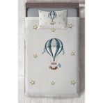 Mekta Home Bebek ve Çocuk Odası Uçan Balon ve Yıldızlar Desenli Yatak Örtüsü - Beyaz - 140 x 220 cm