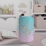 Mekta Home Bebek ve Çocuk Odası Uçan Unicorn Desenli Oyuncak Sepeti - Renkli