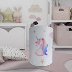 Mekta Home Bebek ve Çocuk Odası Unicorn ve Seksek Desenli Lacivert Oyuncak Sepeti - Renkli