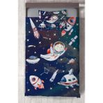 Mekta Home Bebek ve Çocuk Odası Uzaylı Astronot Desenli Yatak Örtüsü - Renkli - 140 x 220 cm