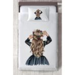 Mekta Home Bebek ve Çocuk Odası Uzun Saçlı Prenses Kız Desenli Yatak Örtüsü - Renkli - 140 x 220 cm