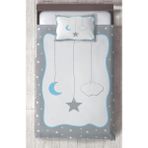 Mekta Home Bebek ve Çocuk Odası Yıldız ve Ay Desenli Çerçeveli Yatak Örtüsü - Renkli - 140 x 220 cm