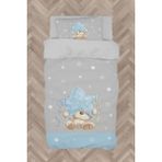 Mekta Home Bebek ve Çocuk Odası Yıldız ve Ayıcık Desenli Mavi Çizgili Nevresim Takımı - Renkli - 160 x 230 cm