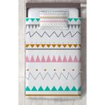 Mekta Home Bebek ve Çocuk Odası Zikzak Desenli Yatak Örtüsü - Renkli - 140 x 220 cm