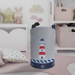 Mekta Home Denizci Desenli Lacivert Gri Bebek ve Çocuk Odası Oyuncak Sepeti