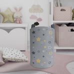 Mekta Home Gri Sarı Yıldız Desenli Bebek ve Çocuk Odası Oyuncak Sepeti 45cm Keçe Malzeme ile - Renkli