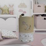 Mekta Home Kahverengi Denizci Desenli Bebek ve Çocuk Odası Oyuncak Sepeti 45cm x 35cm Keçe