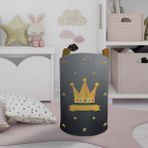 Mekta Home Kral Taç Desenli Renkli Bebek ve Çocuk Odası Oyuncak Sepeti 45 cm Boy 35 cm Çap