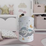 Mekta Home Mavi Renkli Bebek ve Çocuk Odası Sevimli Uyuyan Ayı Desenli Oyuncak Sepeti 45cm