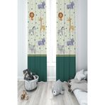 Mekta Home MKT-372 Bebek ve Çocuk Odası Safari Desenli 2 Kanat Fon Perde