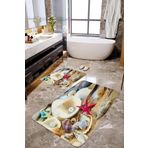 Mekta Home MKTBP-002 60x100 50x60 cm 3 Boyutlu Midye Kabuğu Desenli 2'li Banyo Paspas Takımı