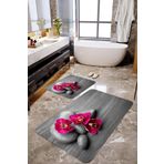 Mekta Home MKTBP-035 60x100 50x60 cm 3 Boyutlu Gri Taşlı 2'li Banyo Paspas Takımı