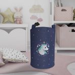 Mekta Home MKTOS-067 Lacivert Unicorn Desenli Oyuncak ve Çamaşır Sepeti