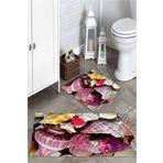 Mekta Home MKTPP-2004 60x100 50x60 cm 3 Boyutlu Salyangoz Desenli 2'li Banyo Paspas Takımı