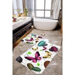 Mekta Home MKTPP-2011 60x100 50x60 cm 3 Boyutlu Kelebek ve Taşlı 2'li Banyo Paspas Takımı