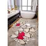 Mekta Home MKTPP-2013 60x100 50x60 cm 3 Boyutlu Kalpli 2'li Banyo Paspas Takımı
