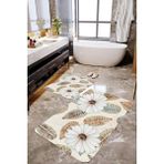 Mekta Home MKTPP-2014 60x100 50x60 cm 3 Boyutlu Papatya Desenli 2'li Banyo Paspas Takımı