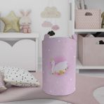 Mekta Home Pembe Kuğu Desenli Bebek ve Çocuk Odası Oyuncak Sepeti