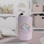 Mekta Home Pembe Unicorn Desenli Bebek ve Çocuk Odası Oyuncak Sepeti 45cm Renkli Keçe Malzeme