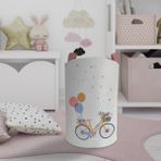 Mekta Home Renkli Bisikletli Balon Desenli Bebek ve Çocuk Odası Oyuncak Sepeti 45 cm