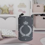 Mekta Home Renkli Taçlı Yıldız Desenli Bebek ve Çocuk Odası Oyuncak Sepeti 45cm Boy 35 cm Çap