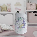 Mekta Home Renkli Unicorn Desenli Beyaz Bebek ve Çocuk Odası Oyuncak Sepeti