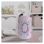 Mekta Home Seksek ve Kelebek Desenli Pembe Bebek ve Çocuk Odası Oyuncak Sepeti