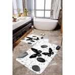 Mekta Home Siyah Kelebek ve Taşlı 2'li Banyo Paspas Takımı MKTPP-2058 60X100/50X61