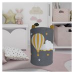 Mekta Home Uçan Balon ve Bulut Desenli Gri Bebek ve Çocuk Odası Oyuncak Sepeti