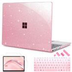 Mektron Glitter 2023 Microsoft Surface Laptop GO 3 Kılıf 12,4 inç Go 2/1 Dizüstü Bilgisayar Kapağı ile Uyumlu 2022-2020 Sürümleri Model 1943/2013 Ekran Koruyuculu Plastik Sert Kabuk Kılıf, Parlak