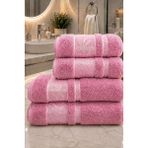 Mela Home Bambu 4'lü Banyo Havlu Seti Hamam Takımı- El ve Yüz Havlusu- Çeyiz - Hediyelik 100% Pamuk - Pembe - 90 x 145 cm