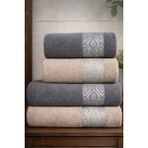 Mela Home Göz 4'lü Banyo Havlu Seti Hamam Takımı- El ve Yüz Havlusu- Çeyiz - Hediyelik 100% Pamuk - 90 x 145 cm - Çok Renkli