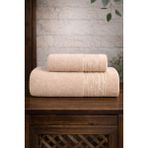 Mela Home Inci 2'li Banyo Havlu Seti Hamam Takımı- El ve Yüz Havlusu- Çeyiz - Hediyelik 100% Pamuk - 90 x 145 cm - Bej