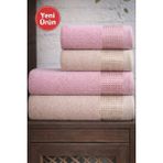 Mela Home Meltem 4'lü Banyo Havlu Seti Hamam Takımı- El ve Yüz Havlusu- Çeyiz - Hediyelik 100% Pamuk - 90 x 145 cm - Çok Renkli
