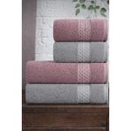 Mela Home Petek 4'lü Banyo Havlu Seti Hamam Takımı- El ve Yüz Havlusu- Çeyiz - Hediyelik 100% Pamuk - 90 x 145 cm - Çok Renkli