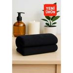 Mela Home Siyah Fitness-Spor Havlusu 2 Adet -Hızlı Kuruyan-Kuaför ve Berber Havlusu 50*90 cm - 50 x 90 cm