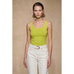 MELA ROSSA Kadın Yağ Yeşili U Yaka Astarlı Kolsuz Sandy Kumaş Bluz