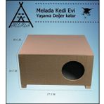 Melada Kedi Evi Dış Ortam Uygun Ahşap Kedi Evi 57x40x28 Cm