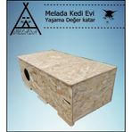 Melada Kedi Evi Dış Ortam Uygun Ahşap Kedi Evi Osb 100x50x40 Cm cok-renkli