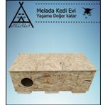 Melada Kedi Evi Dis Ortam Uygun Ahsap Kedi Evi Osb 100X50x40 Cm