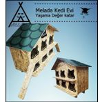 Melada Kedi Evi Dış Ortam Uygun Ahşap Kedi Evi Osb 100X95X50 cm