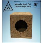 Melada Kedi Evi Dış Ortam Uygun Ahşap Kedi Evi OSB 34x32x26 cm
