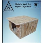 Melada Kedi Evi Dis Ortam Uygun Ahsap Kedi Evi Osb 35X33x23 Cm