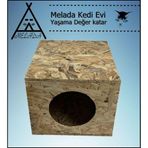 Melada Kedi Evi Dış Ortam Uygun Ahşap Kedi Evi OSB 36x34x32 cm