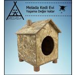 Melada Kedi Evi Dış Ortam Uygun Ahşap Kedi Evi Osb 43X40X37 cm